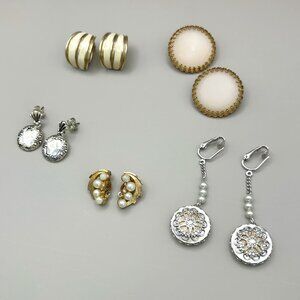 Vintage West Germany Jewelry Lot, 5 Clip-on Earrings